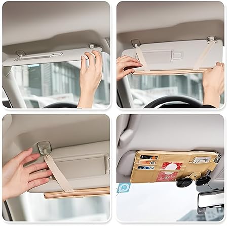 Car Visor Organizer with Zipper with Mesh Pockets