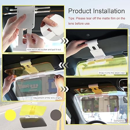 Radiant Car Sun Visor, 2 in 1 Universal Day and Night