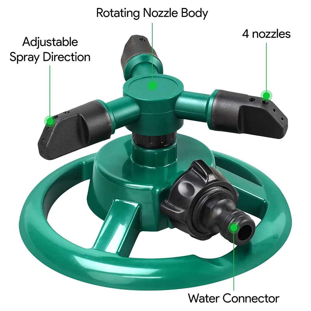 Automatic 360° Lawn Sprinkler 3 Arm 4 Nozzle Pipe HoseWater Sprayer - CL-NE-5533