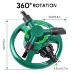 Automatic 360° Lawn Sprinkler 3 Arm 4 Nozzle Pipe HoseWater Sprayer - CL-NE-5533