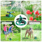 Automatic 360° Lawn Sprinkler 3 Arm 4 Nozzle Pipe HoseWater Sprayer - CL-NE-5533
