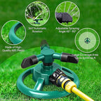 Automatic 360° Lawn Sprinkler 3 Arm 4 Nozzle Pipe HoseWater Sprayer - CL-NE-5533