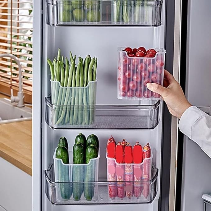 Refrigerator Storage Containers 3Pcs Set Transparent Fridge Organizer Boxes