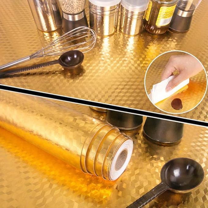 2 Meters Kitchen Wall Stove Golden Aluminum Foil