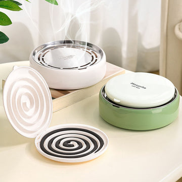 Solid Click-Separator Mosquito Coil Case with Press-Lift Divider Steel Heat Shield Smokeless Portable Sawtooth Storage Holder