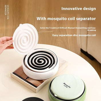 Solid Click-Separator Mosquito Coil Case with Press-Lift Divider Steel Heat Shield Smokeless Portable Sawtooth Storage Holder