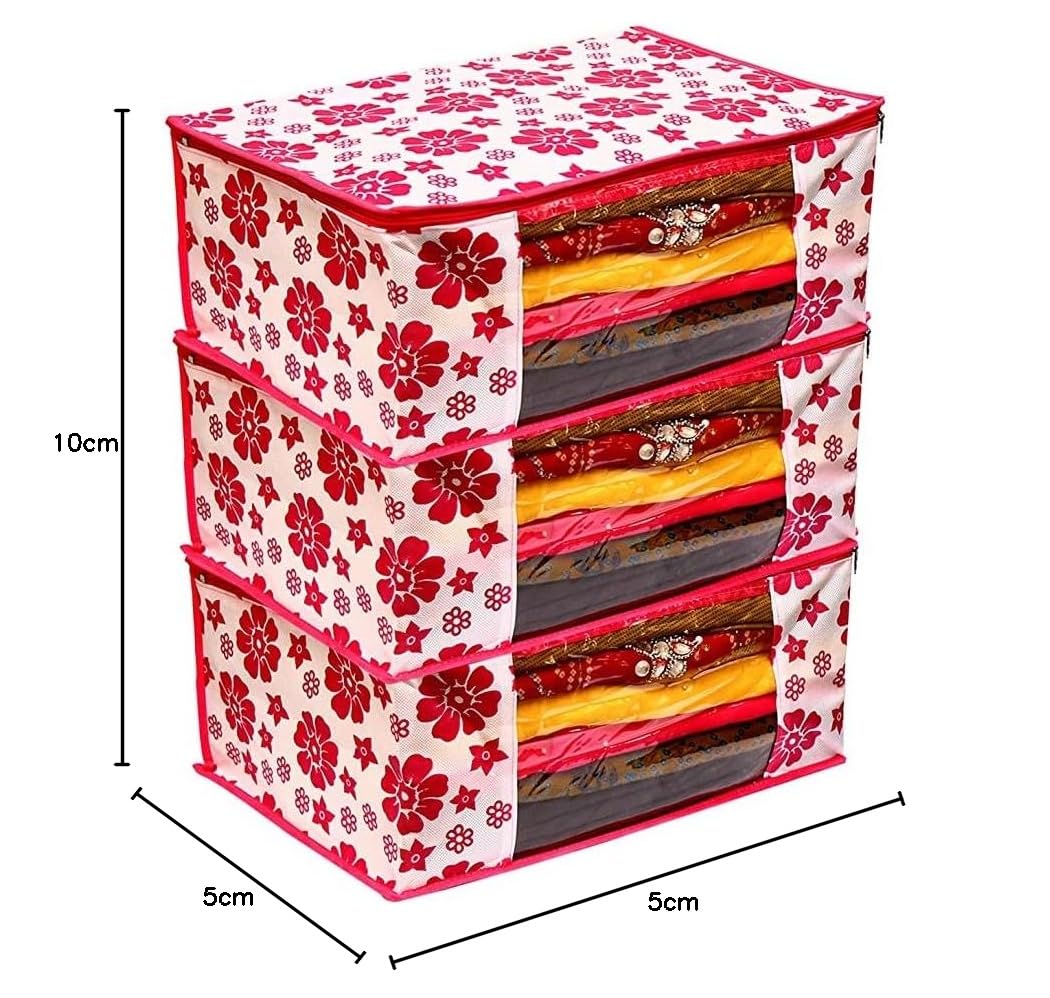Saree Organizer For Wardrobe - Foldable Saree Covers With Zip