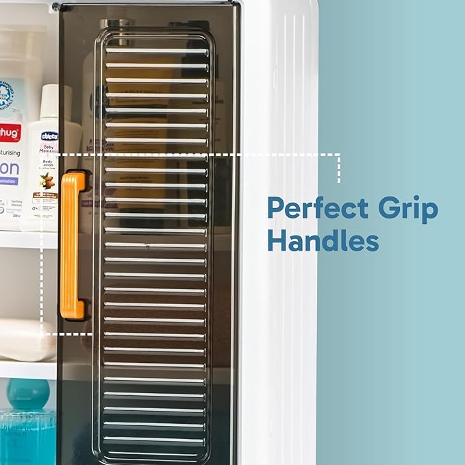 Wall Mounted Bathroom Cabinet Organizer with Doors, Organiser Without Drill, Hooks & Shelves