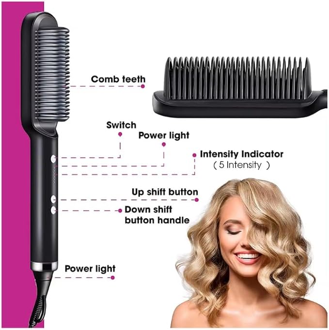 Straightener Heated Electric Comb PACK OF 1 (RANDOM COLOURS)