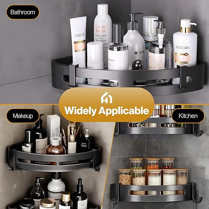 Corner Shelf for Bathroom, Aluminium Bathroom Shelf for Wall pack of 2