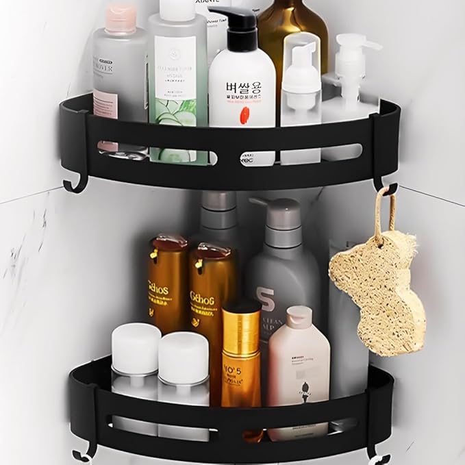 Corner Shelf for Bathroom, Aluminium Bathroom Shelf for Wall pack of 2