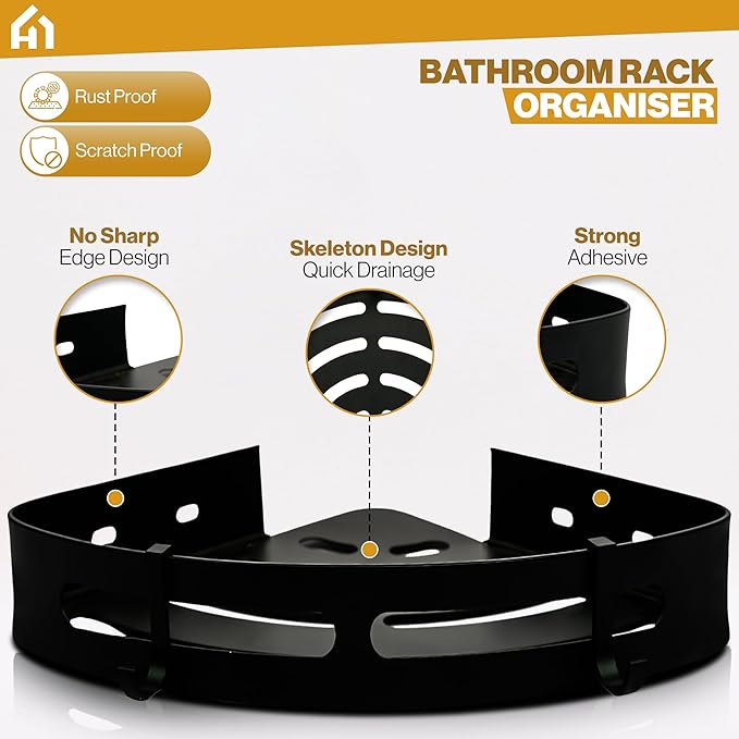 Corner Shelf for Bathroom, Aluminium Bathroom Shelf for Wall pack of 2