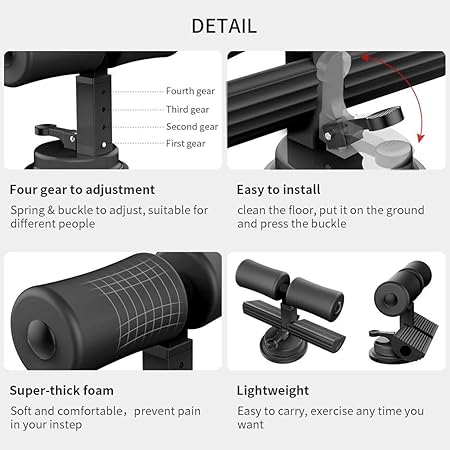Sit-Up Bar With Foam Handle and Rubber Suction Seat Up Fitness Equipment
