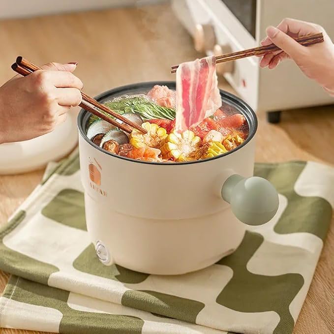Electric Mini Cooking Pot, 1.5L, Non-Stick Interior, Multi-Function Hotpot