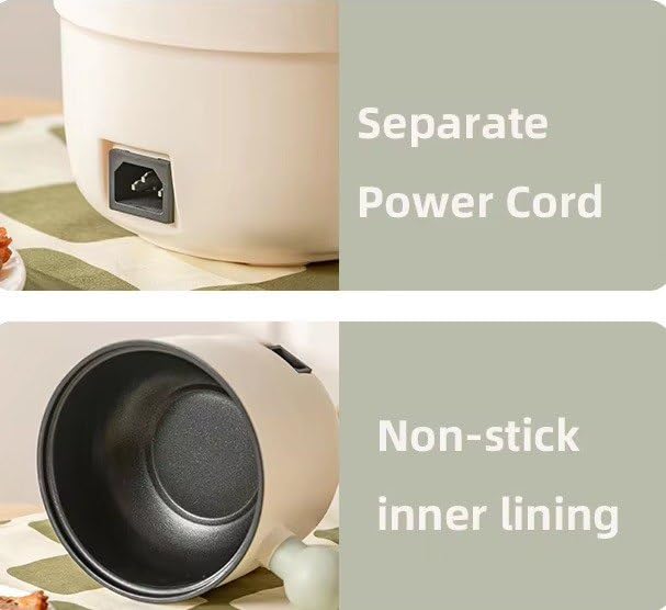 Electric Mini Cooking Pot, 1.5L, Non-Stick Interior, Multi-Function Hotpot