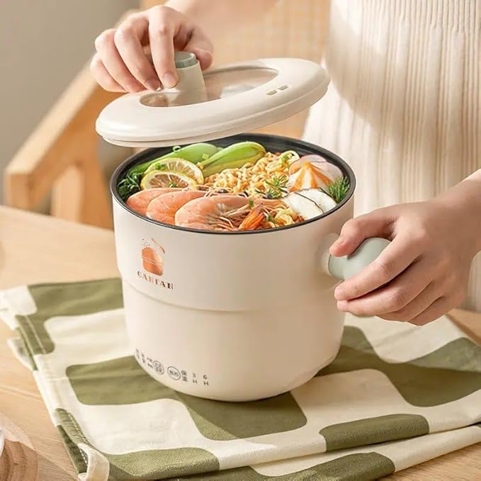 Electric Mini Cooking Pot, 1.5L, Non-Stick Interior, Multi-Function Hotpot