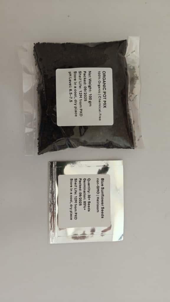 AI Blue Flame Sunflower Seeds and organic pot mix