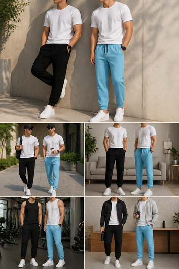 Sky Blue & Black Track Pant Pack of 2